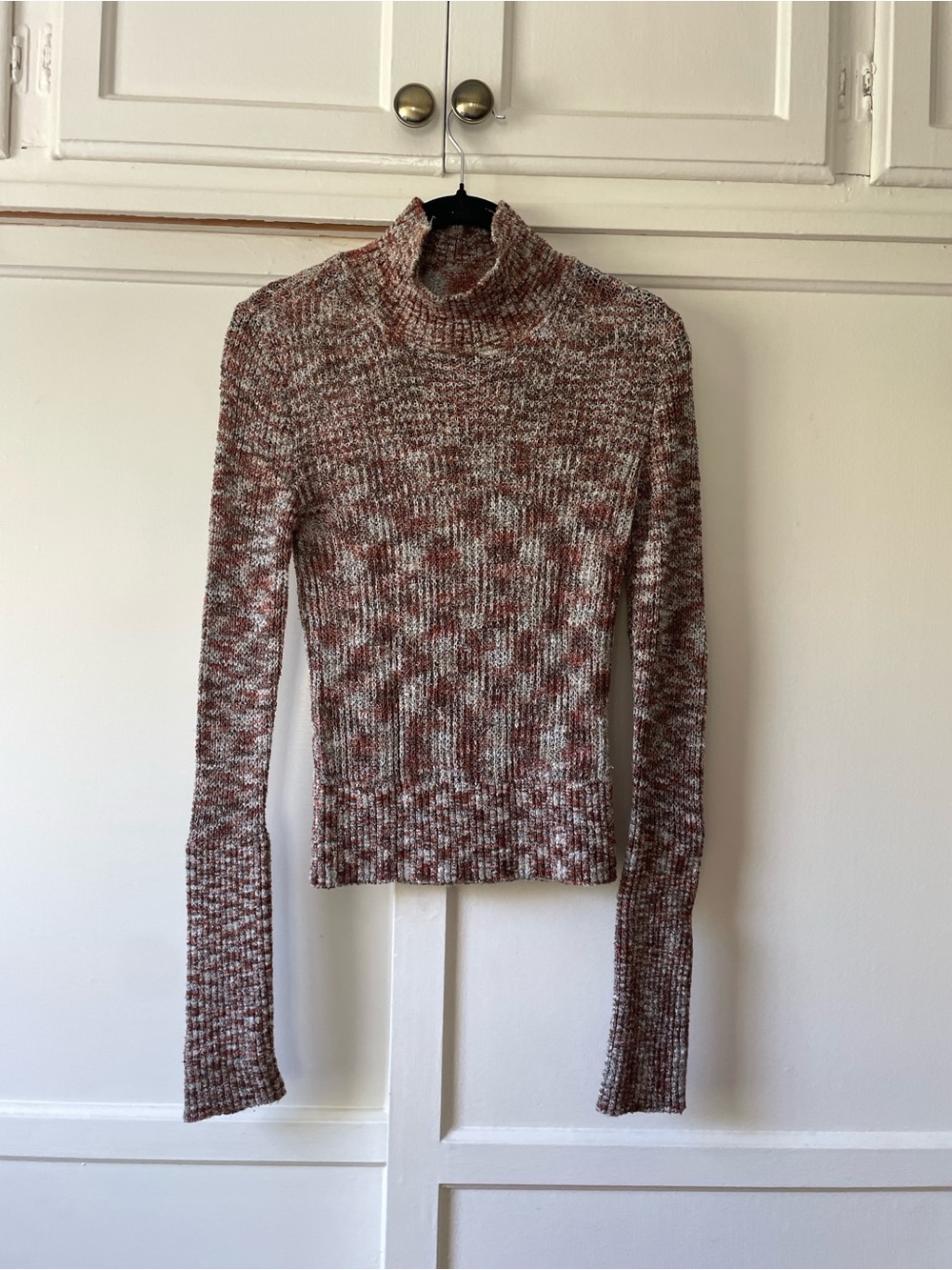 Free People Marled Brown and Grey Turtleneck Sweater